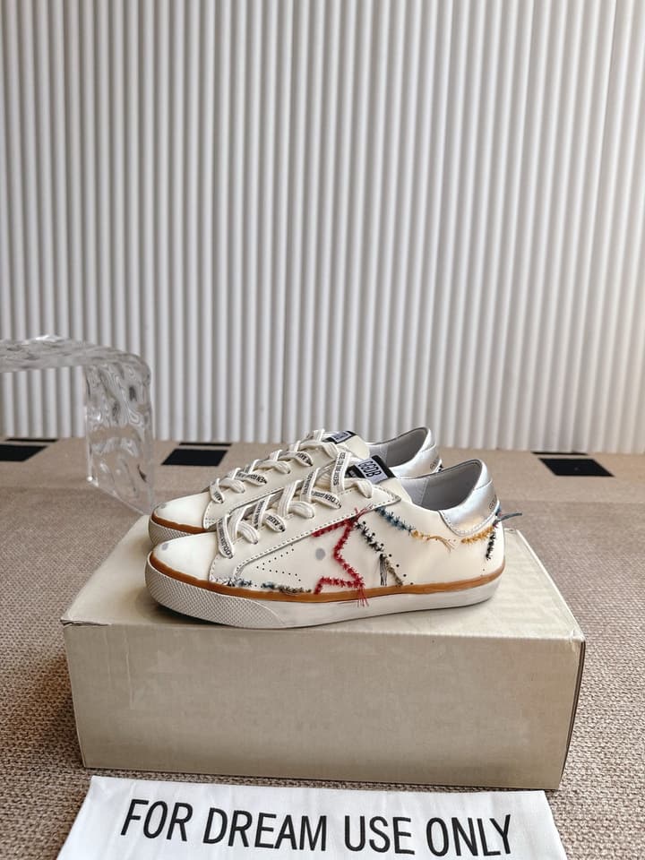 Golden Goose Distressed Leather Sneakers in Dark Green
