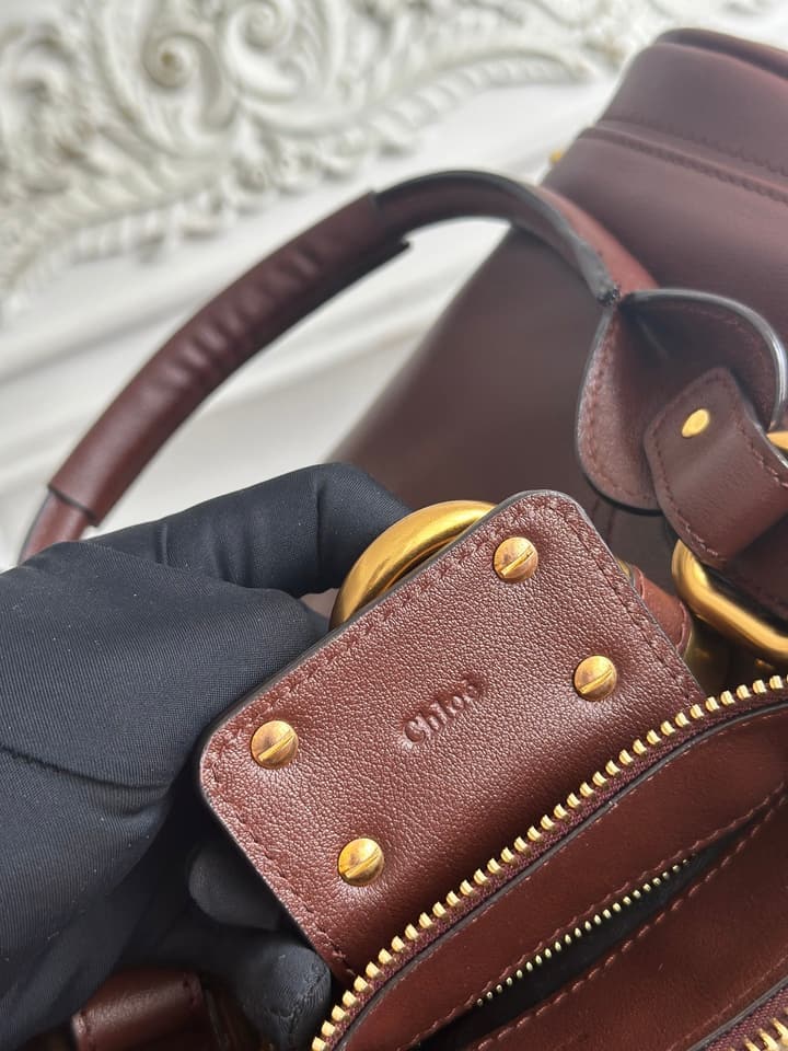 Chloé Paddington Padlock Satchel in Burgundy Leather
