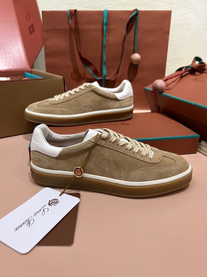 Loro Piana LP Tennis Walk Unisex Sneakers in Black Leather