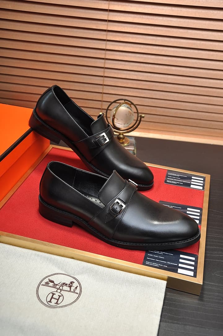 Hermès Leather Driving Shoes in Black