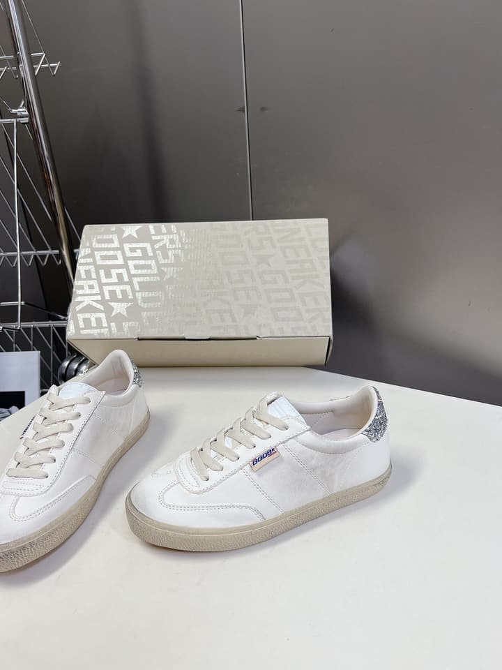Golden Goose Distressed Leather Sneakers in Iridescent Pink