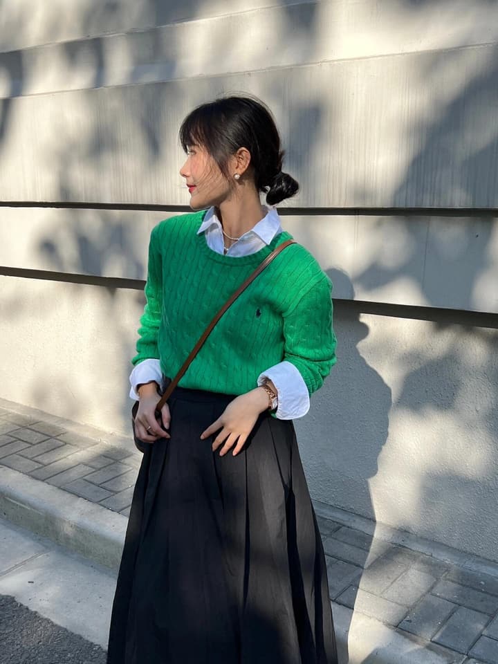 Ralph Lauren Inspired Cable Knit Sweater in Black