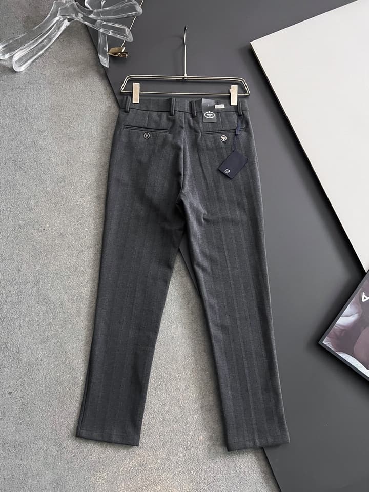 Prada Men's Cashmere Casual Trousers – 2025 Collection in Charcoal Gray