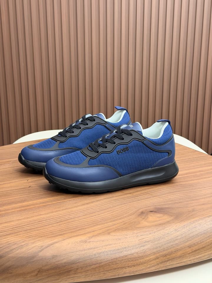 Boss Men's Knit and Leather Sneakers