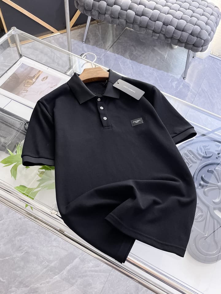 Dolce & Gabbana Minimalist Piqué Polo Shirt – Spring/Summer Collection – 2026 in Black Patch Logo