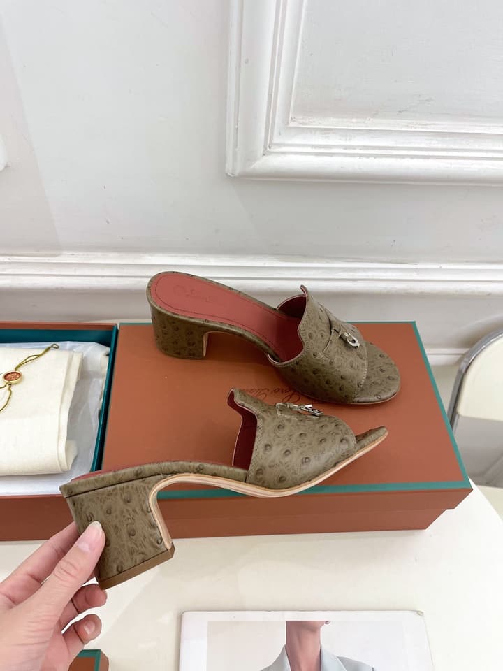 Loro Piana Summer Charms Ostrich Mules – 2025 Spring/Summer Collection in Black