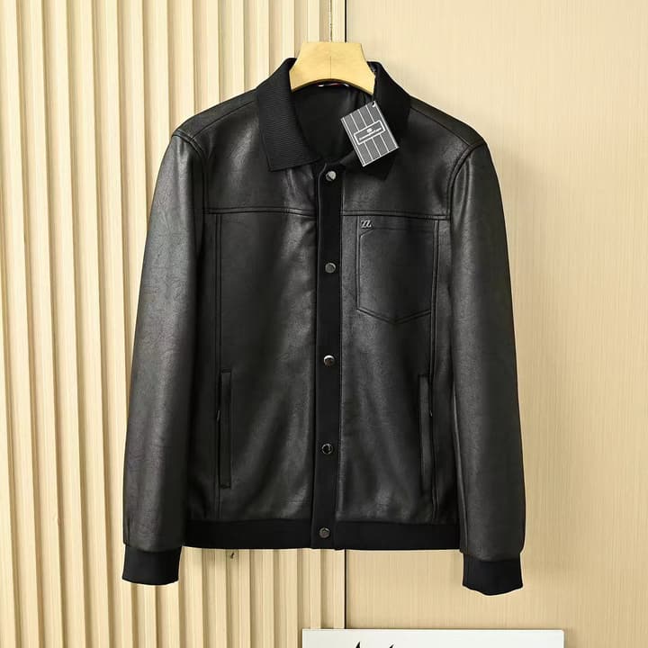 Zegna Lapel Leather Jacket – 2025FW in Classic Black