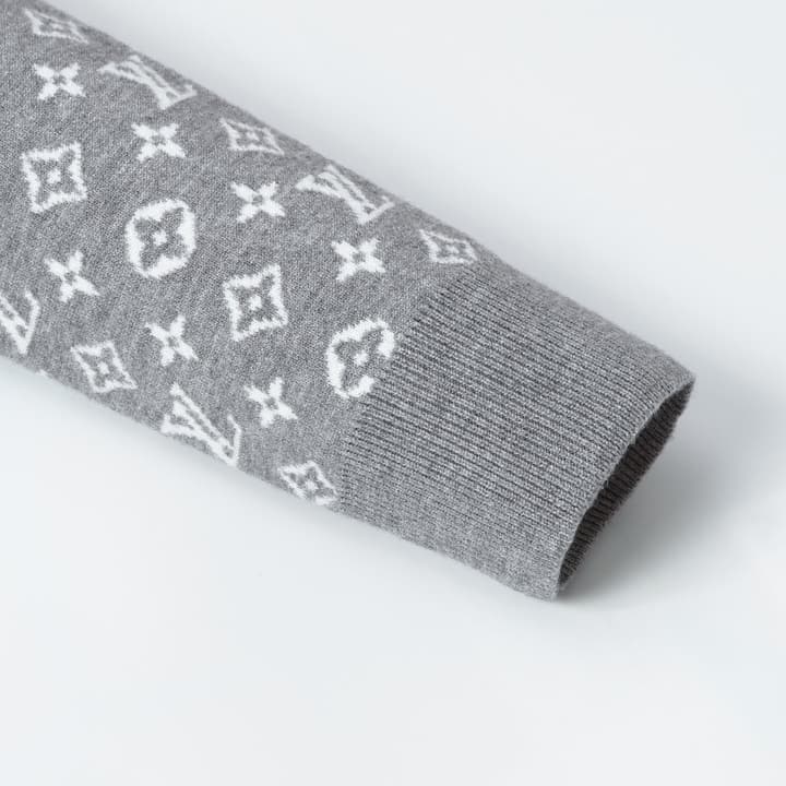 Louis Vuitton Crewneck Jacquard Logo Sweater in Grey Jacquard Sweater
