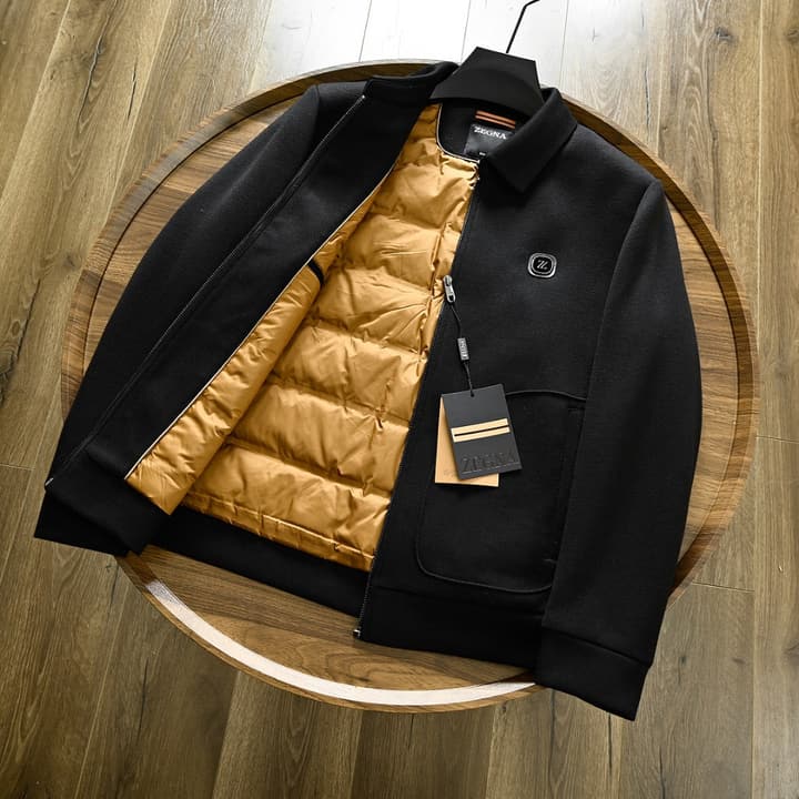 Zegna Men's Business Wool Goose Down Jacket – 25FW in Classic Black