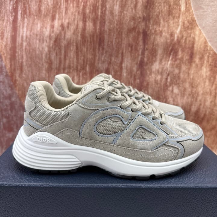 Dior B30 Low-Top Sneakers in Light Khaki Gray