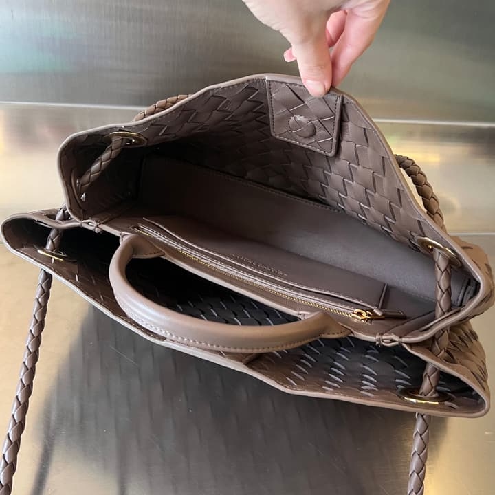 Bottega Veneta Andiamo Handbag in Charcoal Grey