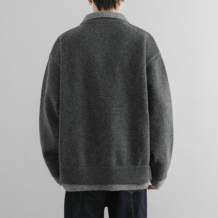 Moncler Double V-Neck Blended Knit Sweater – Spring/Autumn New Collection in Dark Grey