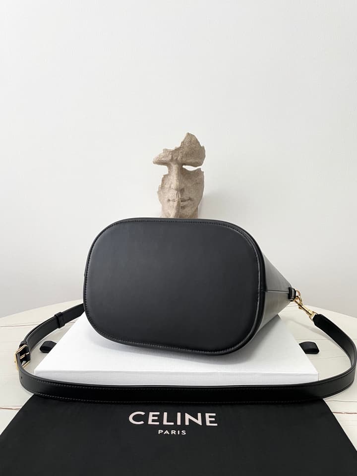 Celine Louise Triomphe Bucket Bag in Black