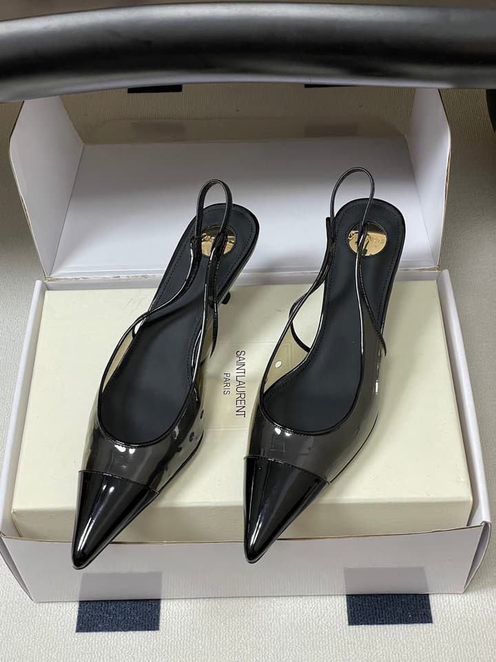Saint Laurent Pointed PVC Slingback Sandals – 26SS in Beige
