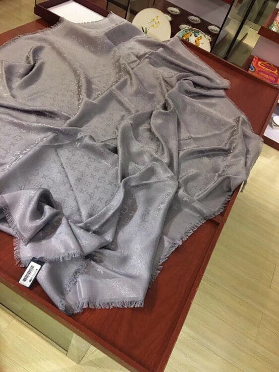 Louis Vuitton Classic Monogram Silk Wool Shawl in Beige