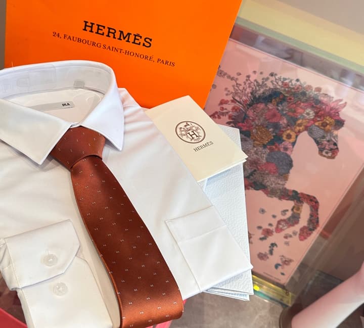 Hermès Men's Silk Tie in Burnt Orange Brown