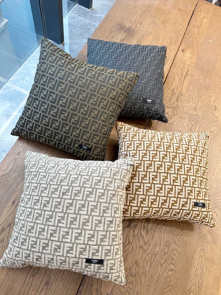 Fendi Casa Monogram Houndstooth Pillow in Dark Grey