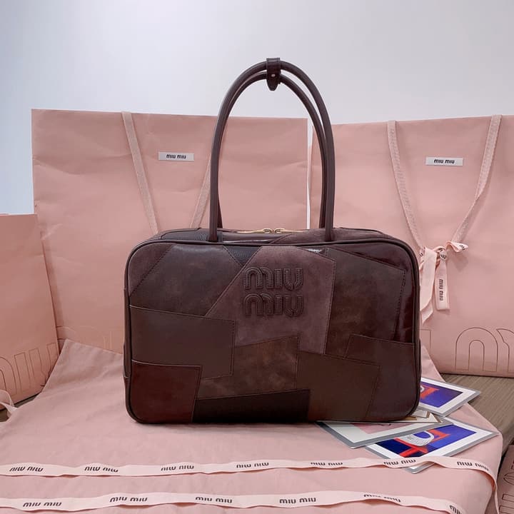 Miu Miu Patchwork Briefcase in Brown Patchwork