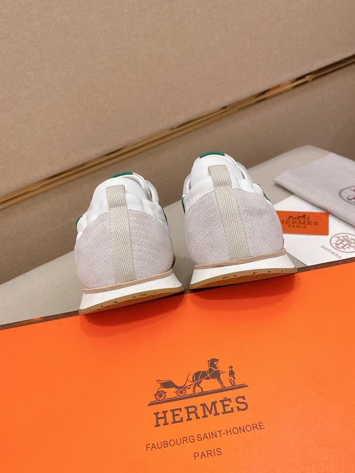 Hermès Suede and Goatskin H Detail Sneakers
