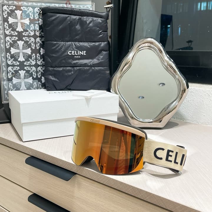 Celine Ski Goggles in Black Frame Silver Lens
