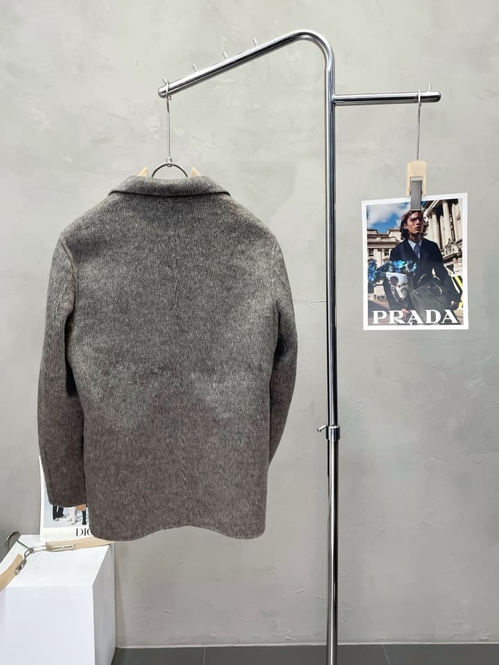 Dior Men's Wool Double-Sided Short Coat in Dark Brown Wool Coat