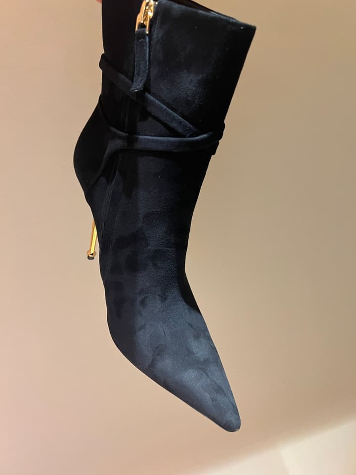 Tom Ford Luxury Metal Heel Ankle Boots in Black Leather