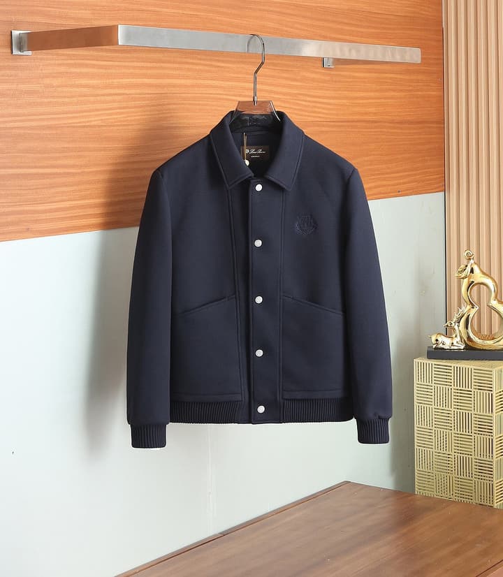 Loro Piana Wool Collared Business Casual Jacket – 2025FW in Black