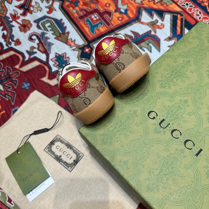 Adidas x Gucci Kids' Collaborative Sneakers – Kids Collection in Beige Gg Monogram With White Stripe