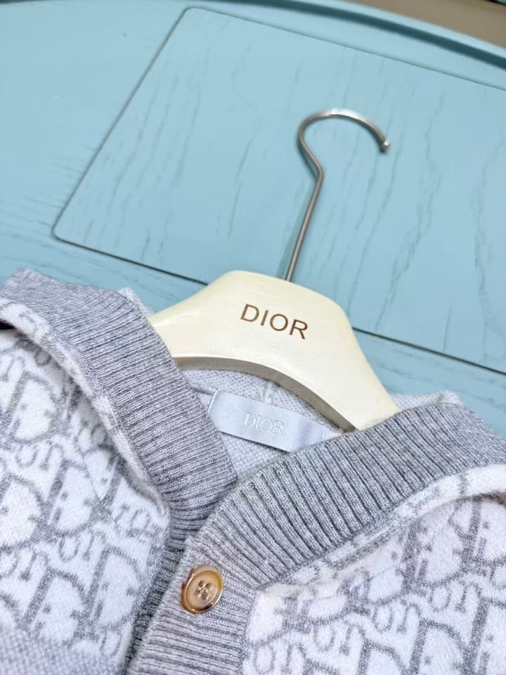 Dior Classic Children's Knit Cardigan – Kids Collection – 2025SS in White And Grey Monogram Cardigan