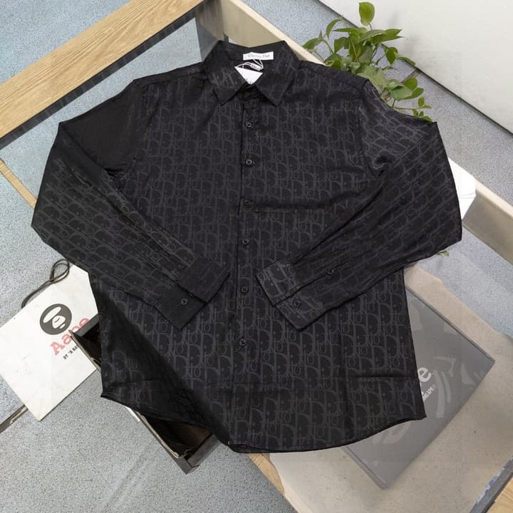 Dior Classic Oblique Jacquard Long-Sleeve Shirt – 2025SS in Black Oblique
