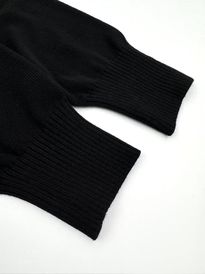 Ami Paris Heart Embroidery Merino Wool Sweater in Black With Red Heart Logo