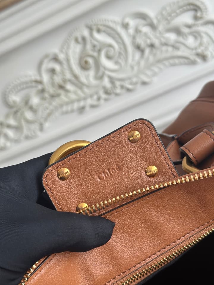 Chloé Paddington Padlock Satchel in Burgundy Leather