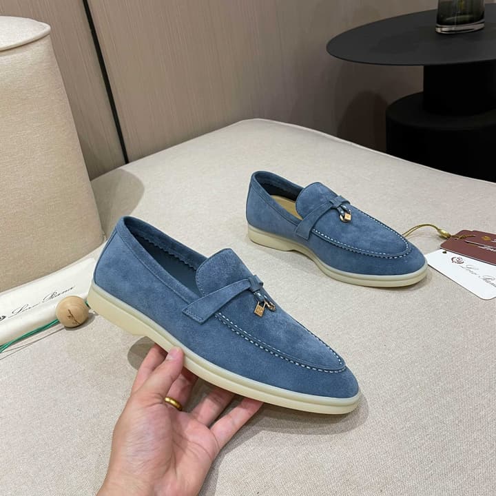 Loro Piana Summer Charms Walk Moccasin Loafers in Black Leather
