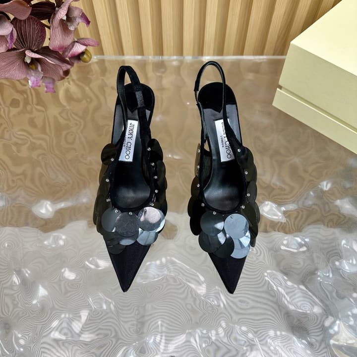 Jimmy Choo Sequined Evening Pumps – 2025SS in Patent Black