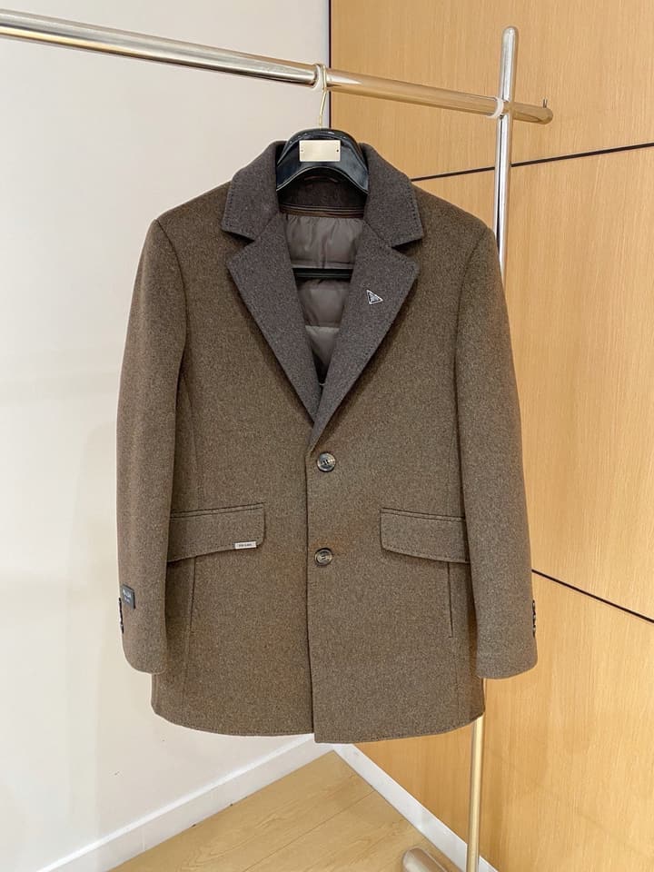 Prada Men's Wool Kensington Coat – 2025FW in Charcoal Gray Wool Coat