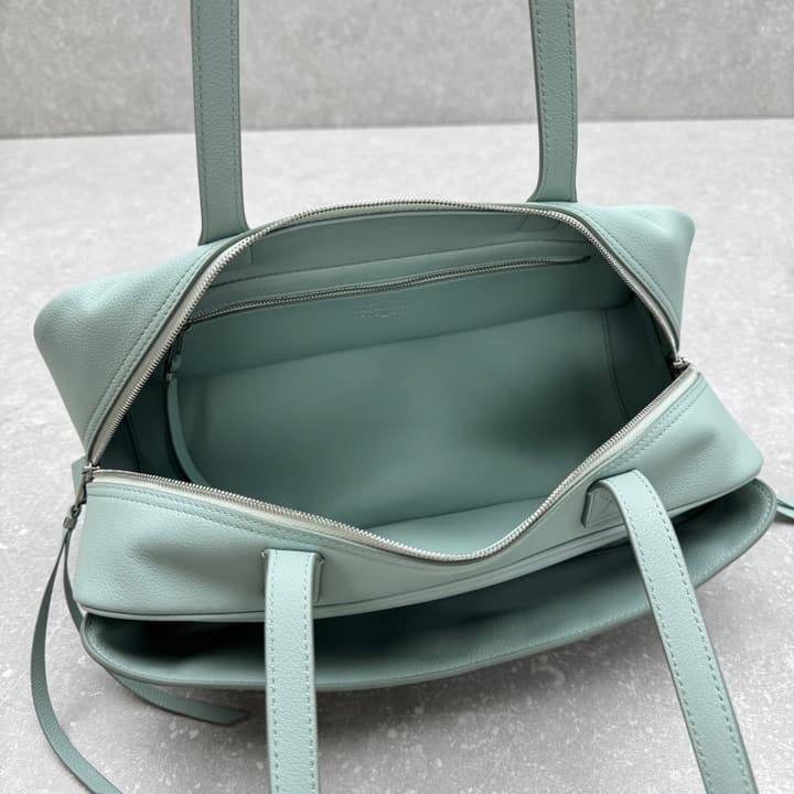 Balenciaga Carrie Leather Bowling Bag – Small in Mint Green