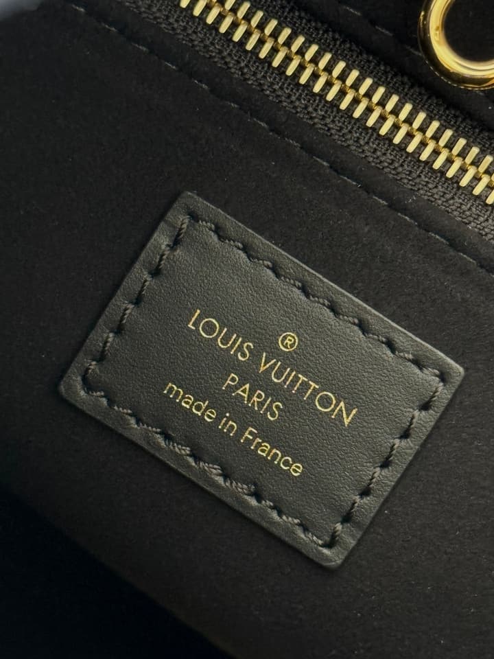 Louis Vuitton OnTheGo Small Tote Bag in Black Contrasting Monogram With Red Lining
