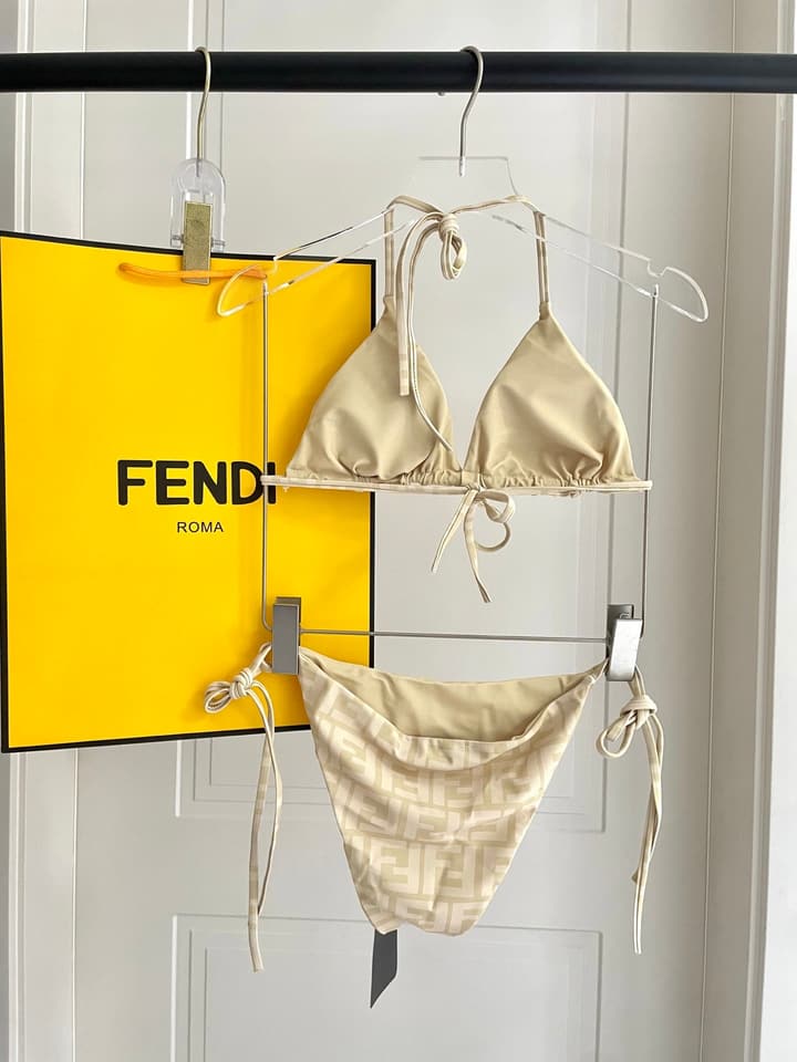 Fendi Versatile One-Piece Bikini Swimsuit in Brown Ff Logo Bikini