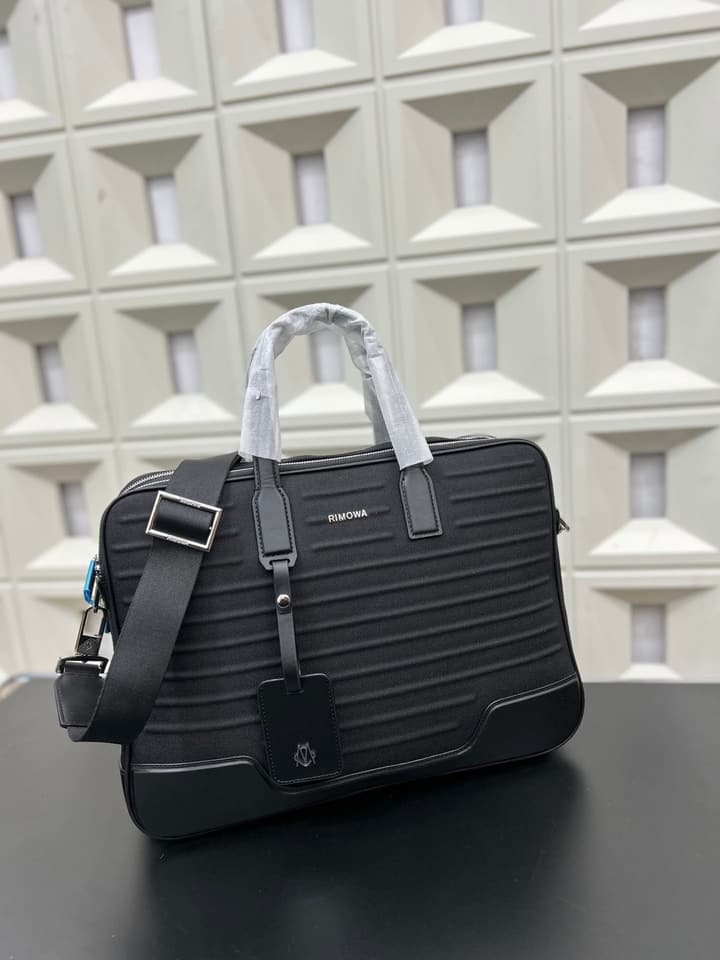 RIMOWA Never Still Canvas and Leather Briefcase in Black Canvas Briefcase