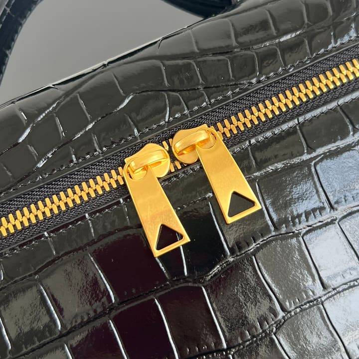 Bottega Veneta Crocodile Embossed Vanity Case in Deep Burgundy Croc