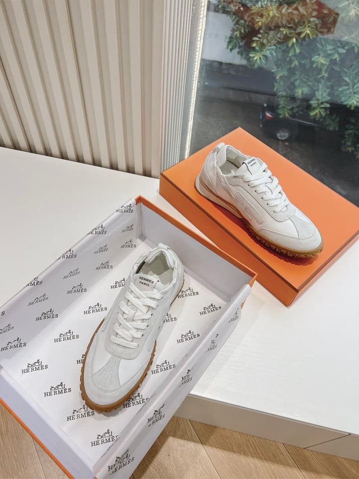 Hermès Bouncing Calfskin Sneakers in Tan Suede