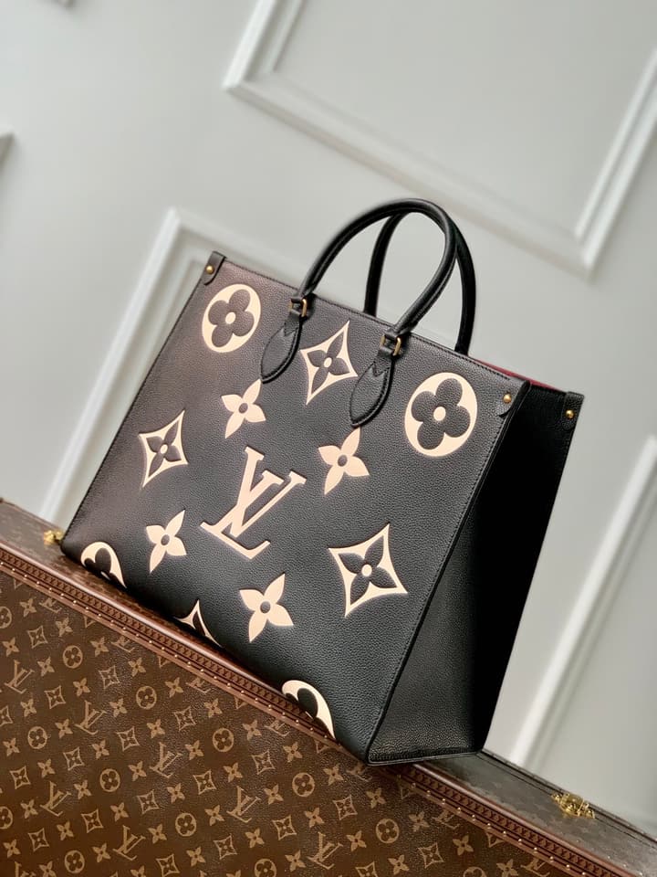 Louis Vuitton OnTheGo Monogram Empreinte Tote in Black Monogram Empreinte With Red Lining