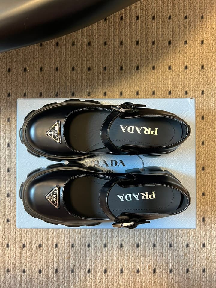 Prada Thick-Soled Mary Jane Shoes – 25SS in Glossy Black