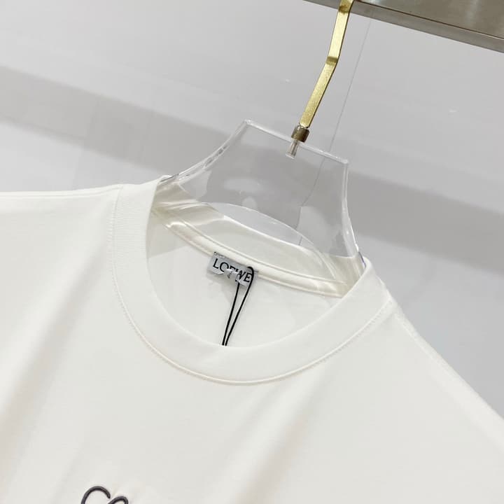 Loewe Mercerized Cotton Embroidered Logo T-Shirt in Black