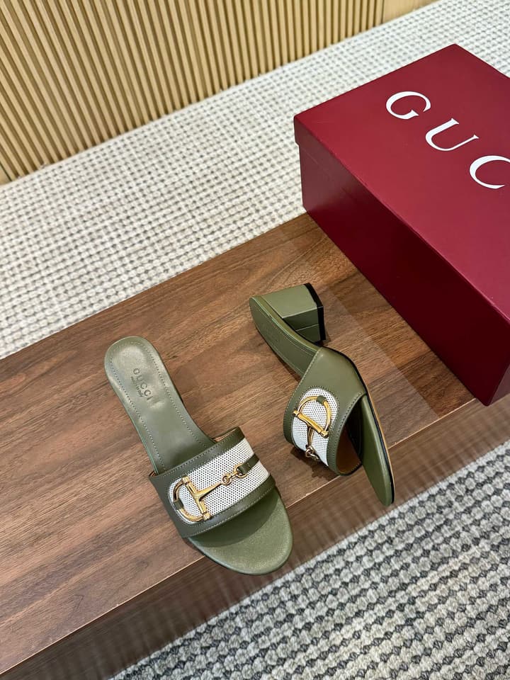 Gucci D-Horsebit Mule Sandals in Brown Gg Canvas