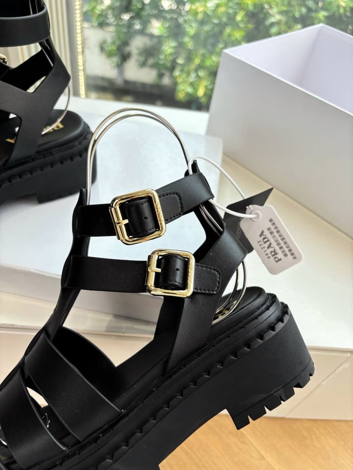 Prada 2025 Spring/Summer Cage Sandals in Black