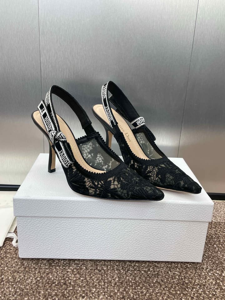 Dior J'Adior Woven Slingback Sandals – 2023 Spring/Summer Collection in Black Oblique Mesh High Contrast