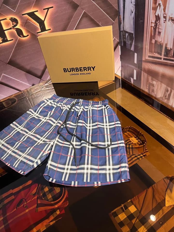 Burberry Vintage Check Swim Trunks in Beige
