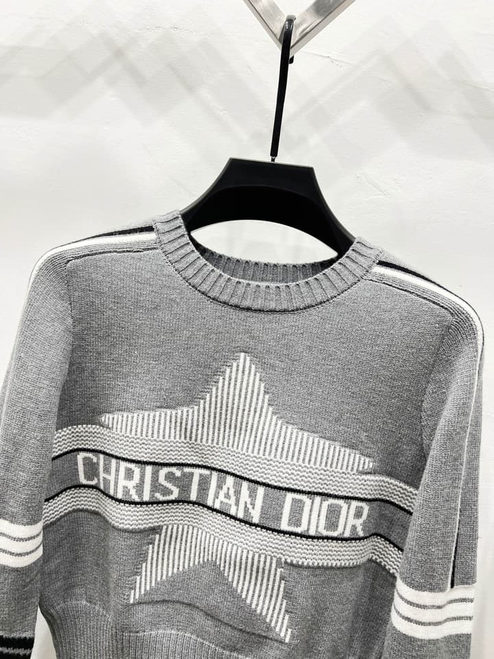 Dior x Peter Doig Ski Series Sailor Collar Knit Sweater – 23FW in Grey