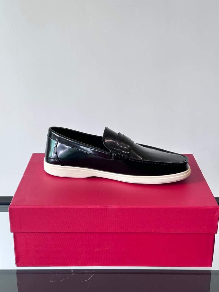 Ferragamo Men's Imported Calfskin Driving Shoes in Classic Black Leather